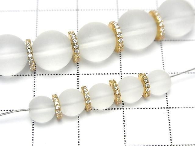 Silver925 Rondelle 6mm,8mm(with CZ) 18KGP 2pcs