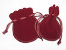 Round Drawstring Bag (Velvet) Red [S][M] 1pc