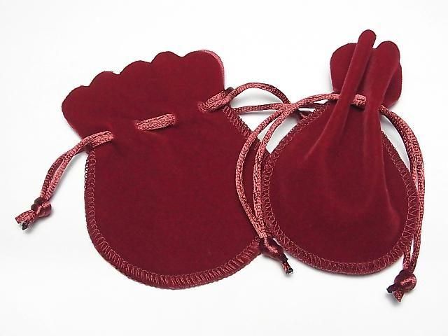 Round Drawstring Bag (Velvet) Red [S][M] 1pc