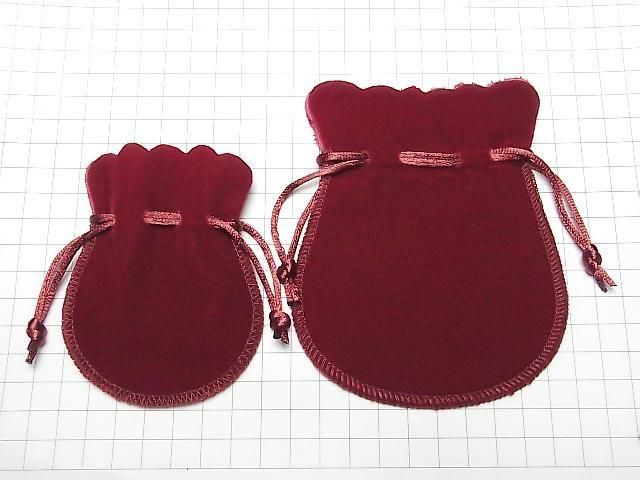 Round Drawstring Bag (Velvet) Red [S][M] 1pc