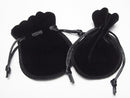 Round Drawstring Bag (Velvet) Black [S][M] 1pc