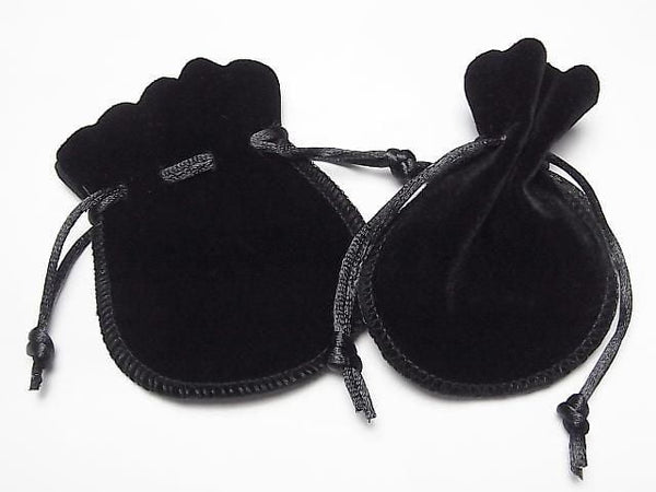 Round Drawstring Bag (Velvet) Black [S][M] 1pc