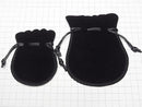 Round Drawstring Bag (Velvet) Black [S][M] 1pc