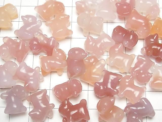 [Video] Pink Agate Cat Motif 12x9mm [Undrilled] 3pcs