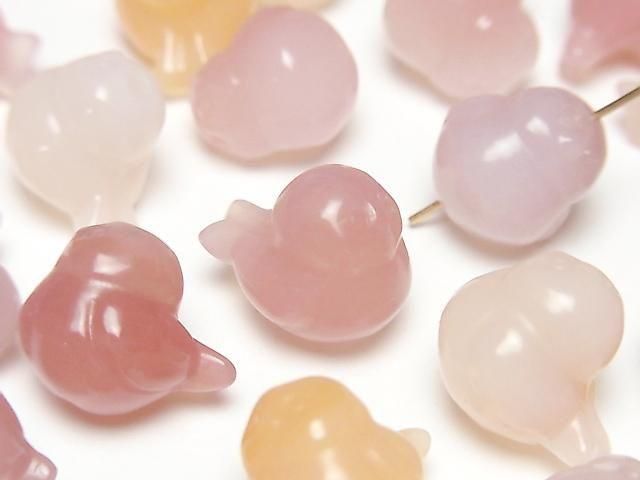 [Video] Pink Agate Bird Motif 13x12mm [Drilled Hole] 3pcs