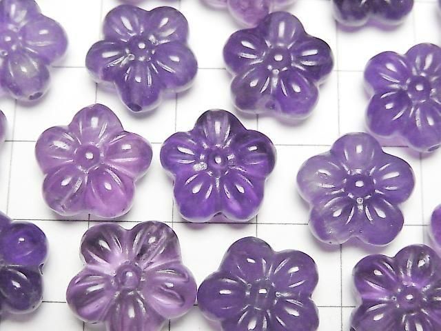 [Video] Amethyst AA++ Flower Motif 13.5mm [Drilled Hole] 2pcs