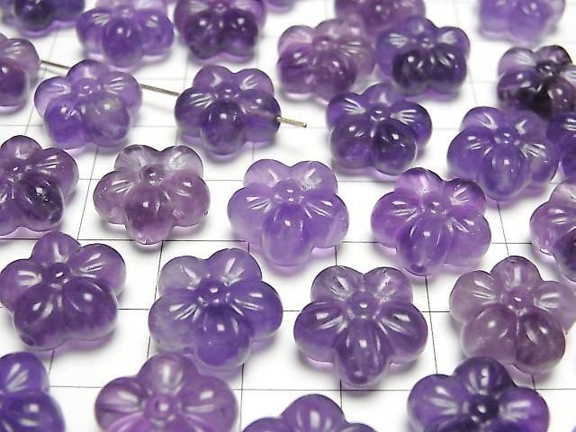 [Video] Amethyst AA++ Flower Motif 13.5mm [Drilled Hole] 2pcs