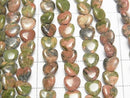 [Video] Unakite Vertical Hole Heart 6x6mm 1strand beads (aprx. 14 inches/35 cm)
