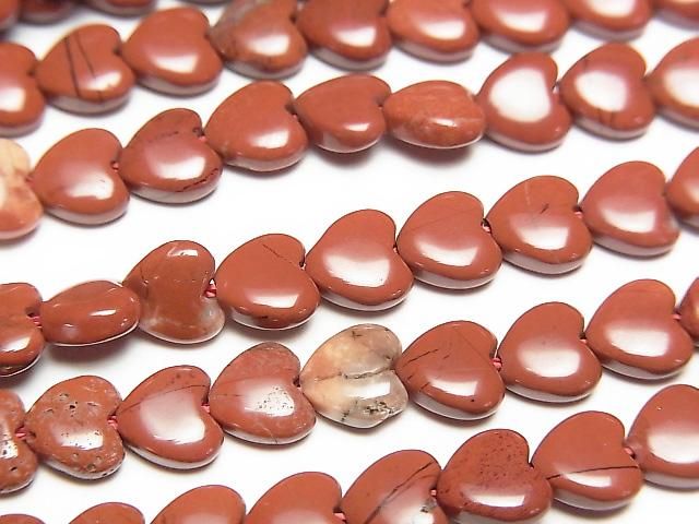 [Video] Red Jasper Vertical Hole Heart 6x6mm 1strand beads (aprx. 15 inches/36 cm)