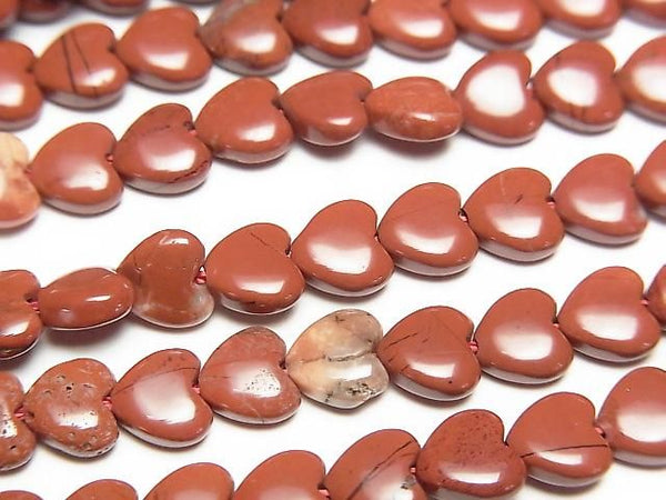 [Video] Red Jasper Vertical Hole Heart 6x6mm 1strand beads (aprx. 15 inches/36 cm)