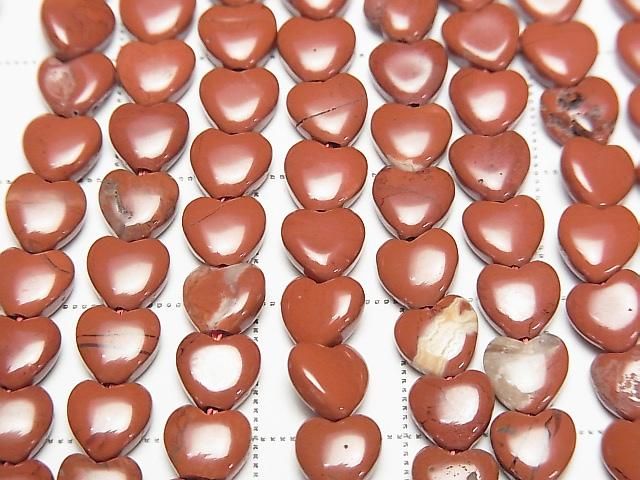 [Video] Red Jasper Vertical Hole Heart 6x6mm 1strand beads (aprx. 15 inches/36 cm)