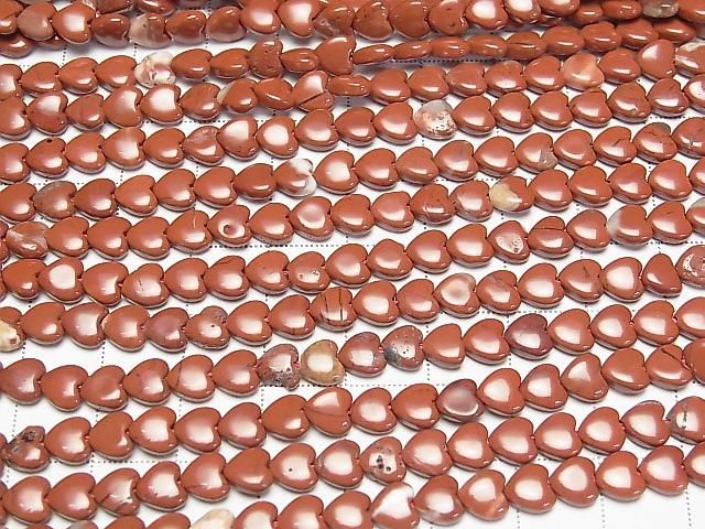 [Video] Red Jasper Vertical Hole Heart 6x6mm 1strand beads (aprx. 15 inches/36 cm)