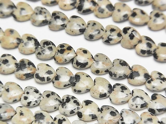 [Video] Dalmatian Jasper Vertical Hole Heart 6x6mm 1strand beads (aprx. 15 inches/36 cm)