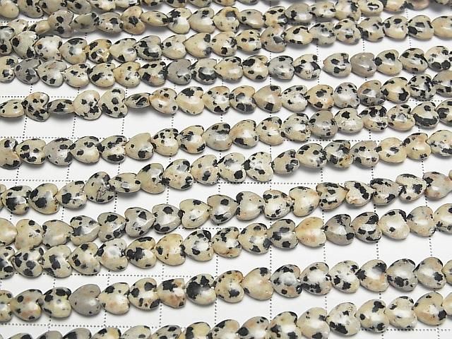[Video] Dalmatian Jasper Vertical Hole Heart 6x6mm 1strand beads (aprx. 15 inches/36 cm)