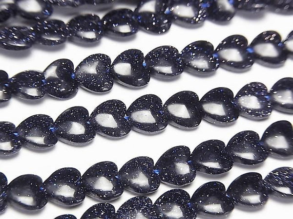 [Video] Blue Golden Sand Stone Vertical Hole Heart 6x6mm 1strand beads (aprx. 15 inches/36 cm)