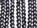 [Video] Blue Golden Sand Stone Vertical Hole Heart 6x6mm 1strand beads (aprx. 15 inches/36 cm)