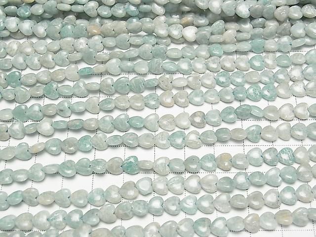 [Video] Amazonite AA Vertical Hole Heart 6x6mm 1strand beads (aprx. 14 inches/35 cm)
