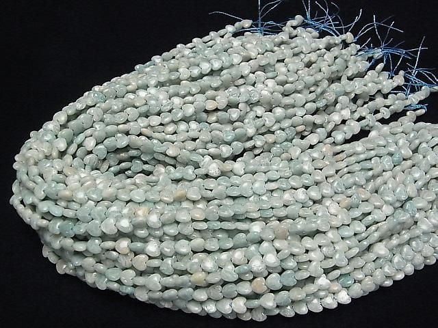[Video] Amazonite AA Vertical Hole Heart 6x6mm 1strand beads (aprx. 14 inches/35 cm)
