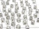 Silver925 Cube 3x3x3mm(with CZ) Rhodium Plated 2pcs