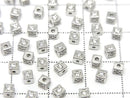 Silver925 Cube 3x3x3mm(with CZ) Rhodium Plated 2pcs