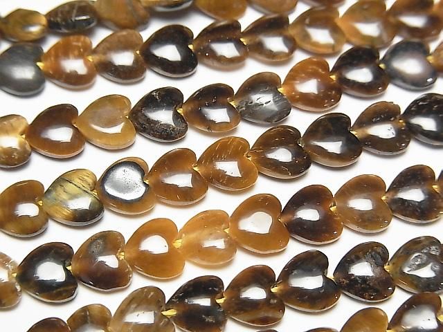 [Video] Yellow Tiger's Eye AA++ Vertical Hole Heart 6x6mm 1strand beads (aprx. 15 inches/36 cm)