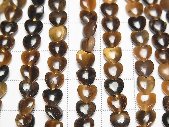 [Video] Yellow Tiger's Eye AA++ Vertical Hole Heart 6x6mm 1strand beads (aprx. 15 inches/36 cm)