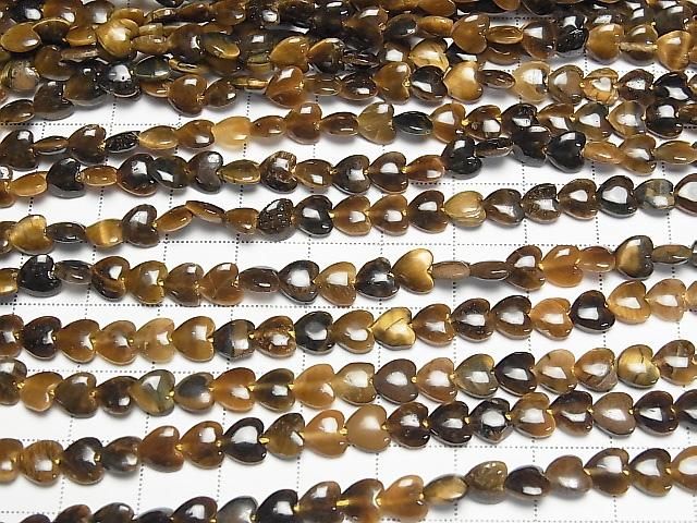 [Video] Yellow Tiger's Eye AA++ Vertical Hole Heart 6x6mm 1strand beads (aprx. 15 inches/36 cm)