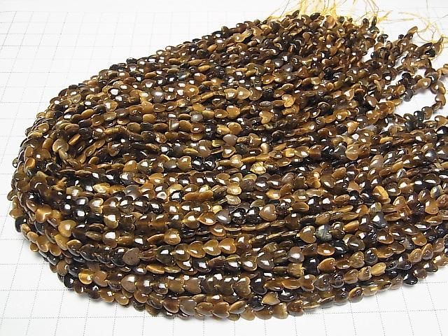 [Video] Yellow Tiger's Eye AA++ Vertical Hole Heart 6x6mm 1strand beads (aprx. 15 inches/36 cm)