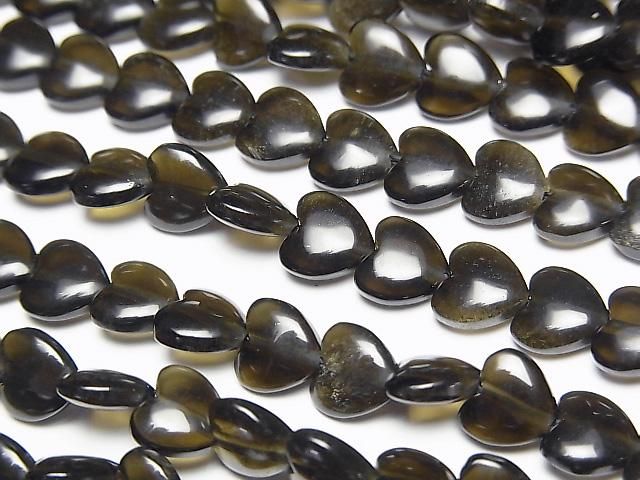 [Video] Golden Obsidian AAA- Vertical Hole Heart 6x6mm 1strand beads (aprx. 15 inches/36 cm)