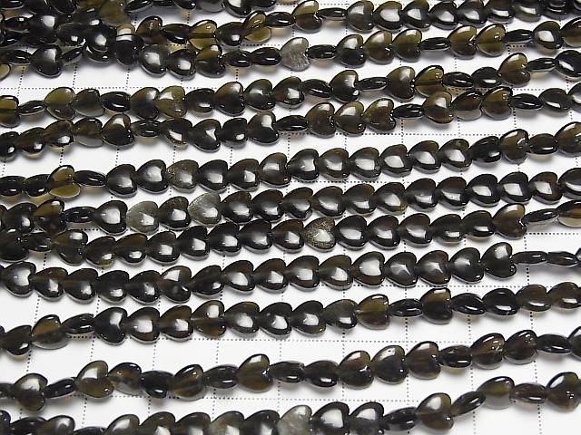 [Video] Golden Obsidian AAA- Vertical Hole Heart 6x6mm 1strand beads (aprx. 15 inches/36 cm)