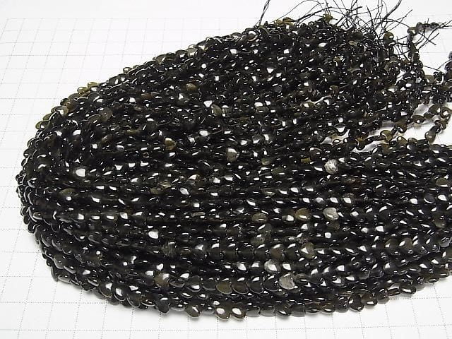 [Video] Golden Obsidian AAA- Vertical Hole Heart 6x6mm 1strand beads (aprx. 15 inches/36 cm)