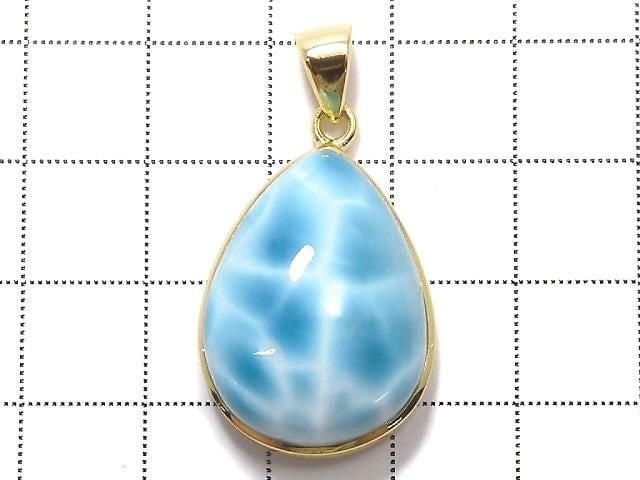 [Video][One of a kind] Larimar Pectolite AAA Pendant 18KGP NO.36