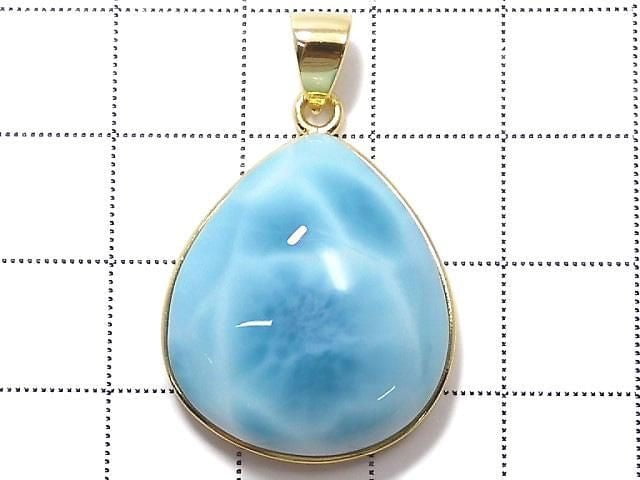 [Video][One of a kind] Larimar Pectolite AAA Pendant 18KGP NO.38