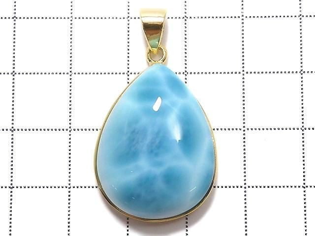 [Video][One of a kind] Larimar Pectolite AAA Pendant 18KGP NO.40