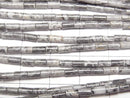 [Video] Gray Jasper Tube 4x2x2mm 1strand beads (aprx. 15 inches/36 cm)