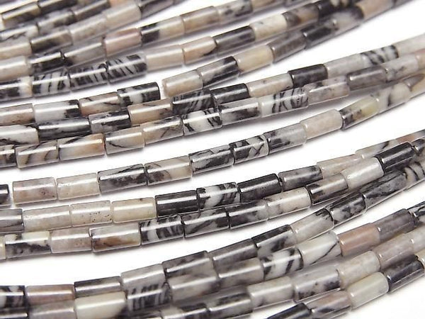 [Video] Zebra Jasper Tube 4x2x2mm 1strand beads (aprx. 15 inches/36 cm)