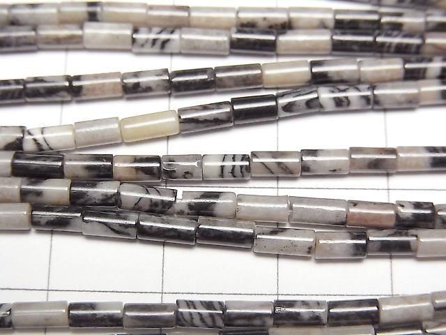 [Video] Zebra Jasper Tube 4x2x2mm 1strand beads (aprx. 15 inches/36 cm)