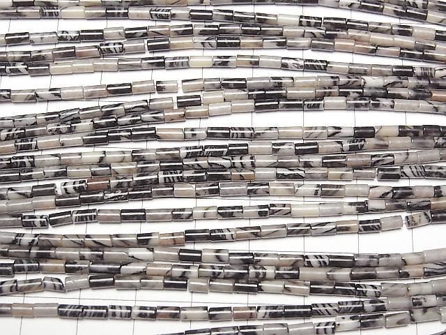 [Video] Zebra Jasper Tube 4x2x2mm 1strand beads (aprx. 15 inches/36 cm)