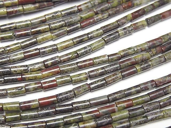 [Video] Dragon Blood Jasper Tube 4x2x2mm 1strand beads (aprx. 15 inches/36 cm)