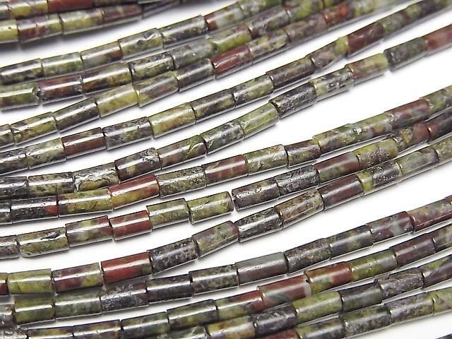 [Video] Dragon Blood Jasper Tube 4x2x2mm 1strand beads (aprx. 15 inches/36 cm)