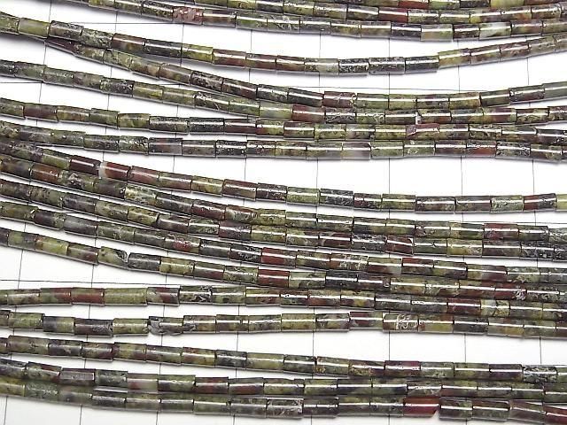 [Video] Dragon Blood Jasper Tube 4x2x2mm 1strand beads (aprx. 15 inches/36 cm)