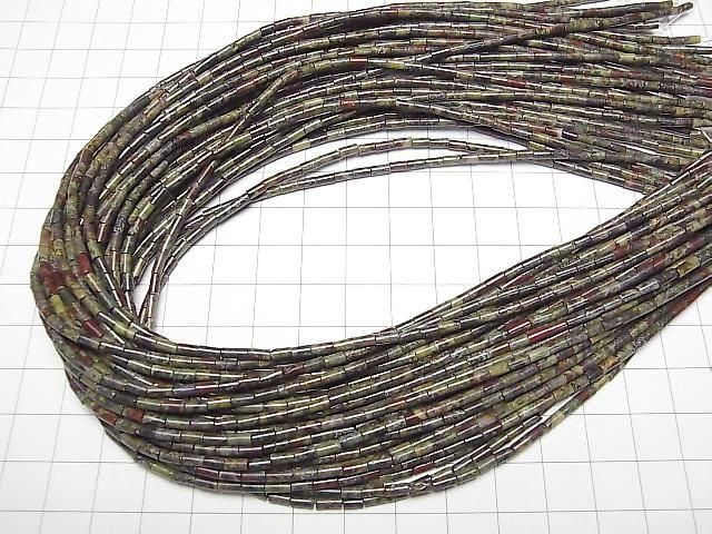 [Video] Dragon Blood Jasper Tube 4x2x2mm 1strand beads (aprx. 15 inches/36 cm)
