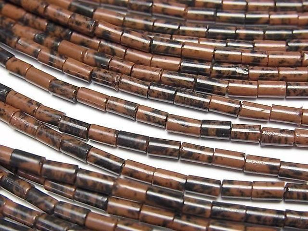 [Video] Mahogany Obsidian Tube 4x2x2mm 1strand beads (aprx. 15 inches/36 cm)