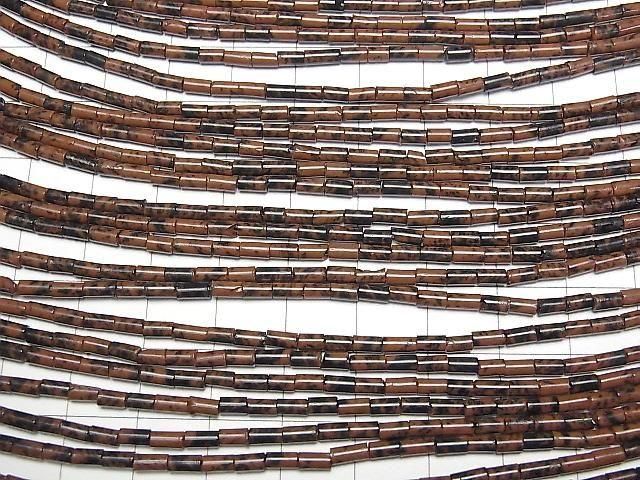 [Video] Mahogany Obsidian Tube 4x2x2mm 1strand beads (aprx. 15 inches/36 cm)