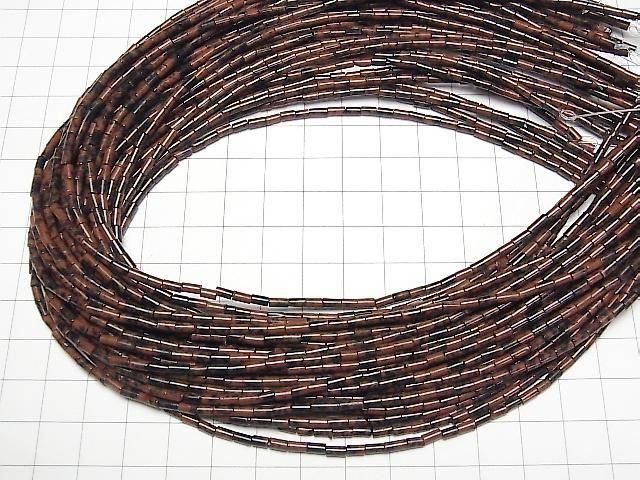 [Video] Mahogany Obsidian Tube 4x2x2mm 1strand beads (aprx. 15 inches/36 cm)