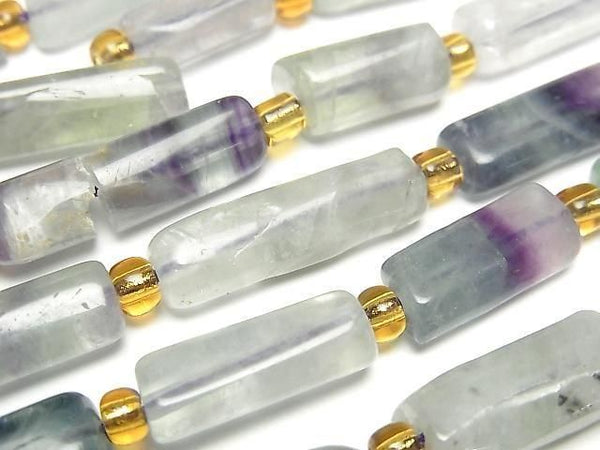 [Video] Multicolor Fluorite AA Faceted Tube 1strand beads (aprx. 14 inches/34 cm)