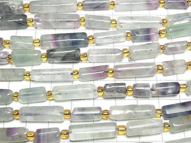 [Video] Multicolor Fluorite AA Faceted Tube 1strand beads (aprx. 14 inches/34 cm)