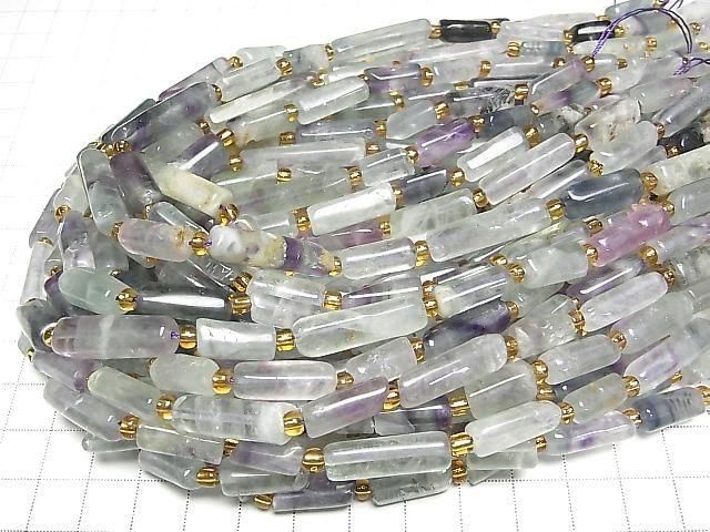 [Video] Multicolor Fluorite AA Faceted Tube 1strand beads (aprx. 14 inches/34 cm)