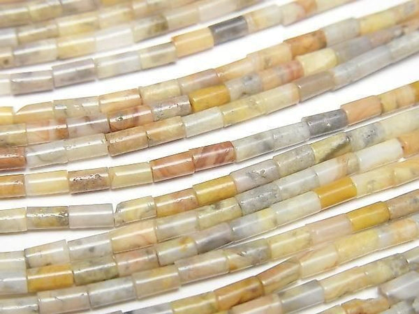 [Video] Crazy Lace Agate Tube 4x2x2mm 1strand beads (aprx. 15 inches/36 cm)