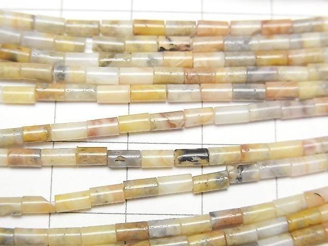 [Video] Crazy Lace Agate Tube 4x2x2mm 1strand beads (aprx. 15 inches/36 cm)